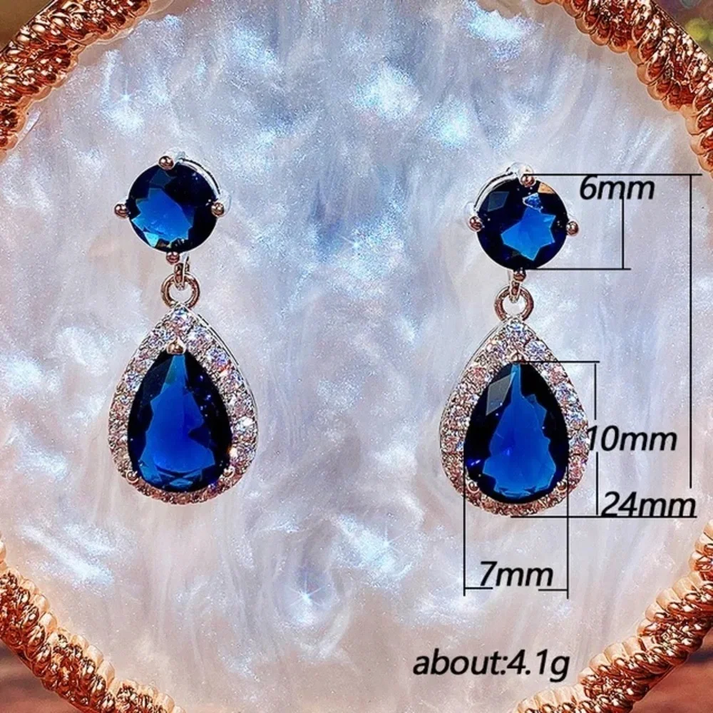 Luxury Water Drop Dangle Earrings Women - Picture 3 of 4